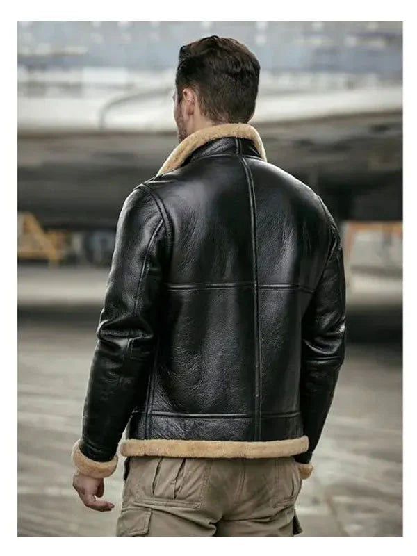 mens bomber leather jacket with shearling