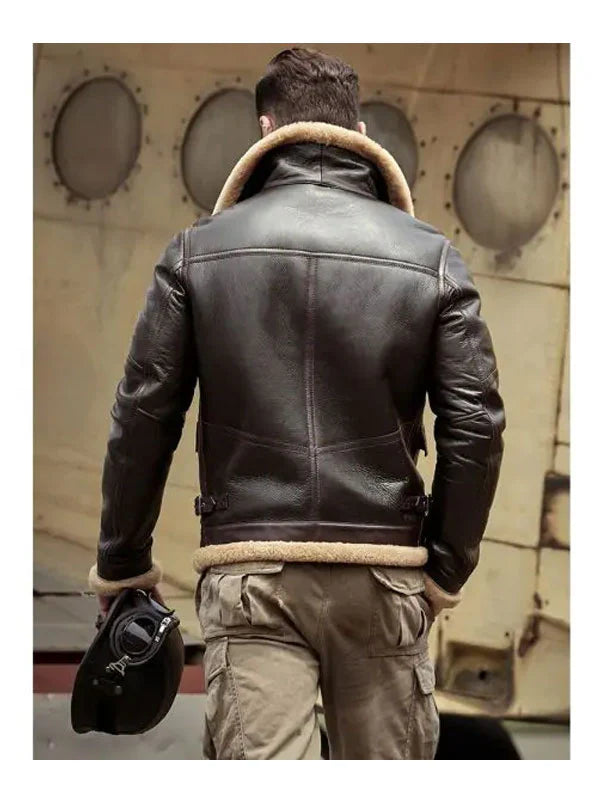 shearling leather bomber jacket men