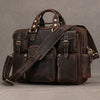 Men brown leather business briefcase bag