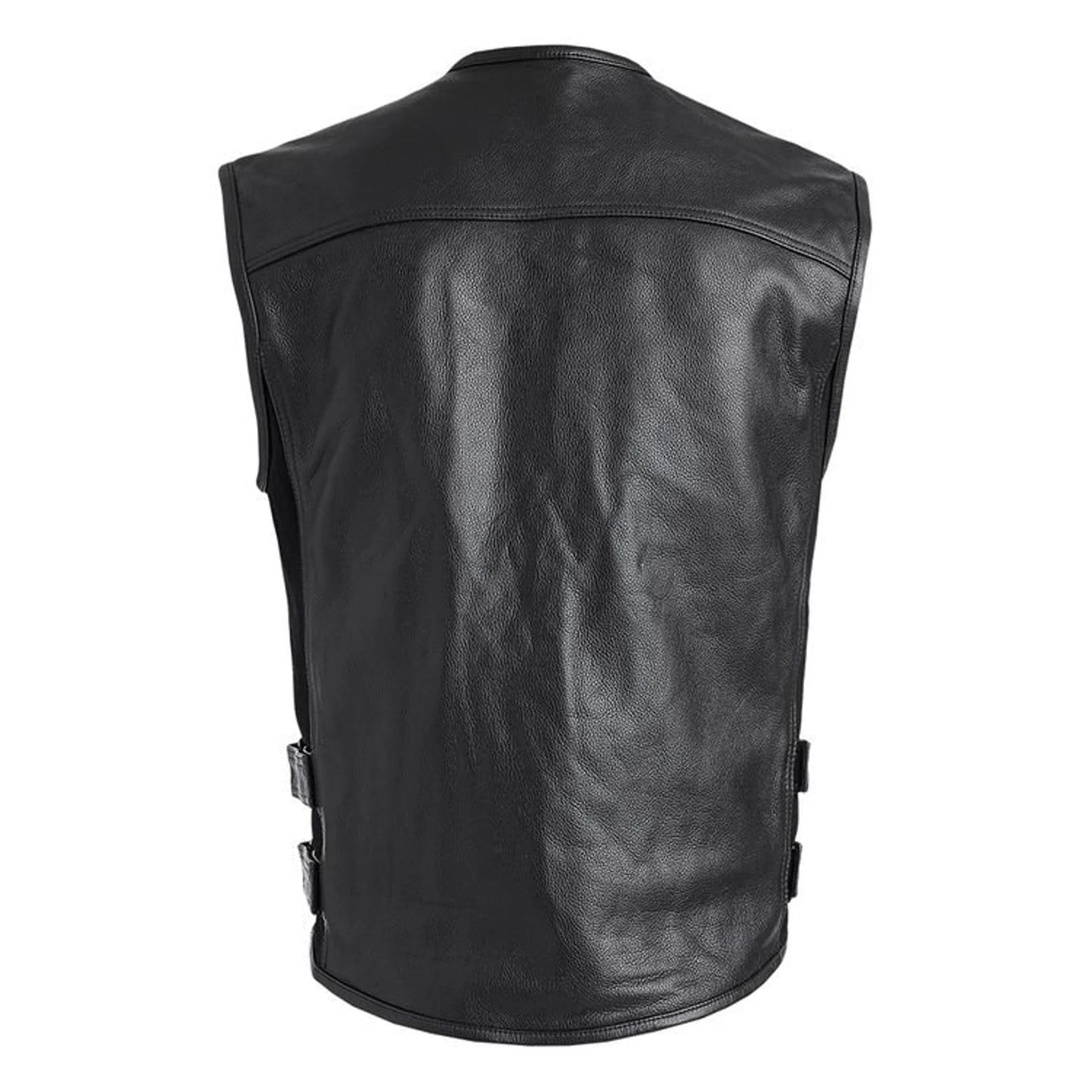 biker black leather vest for men