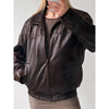 Dark Leather Women Oversized Jacket