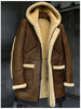 Mens Hooded Shearling Leather Jacket