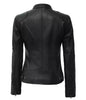 black moto leather jacket for women