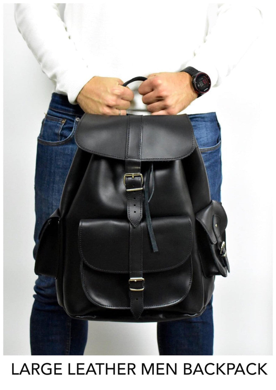 Large Leather Travel Backpack