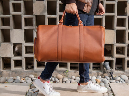 Brown Genuine Leather Duffle Bag