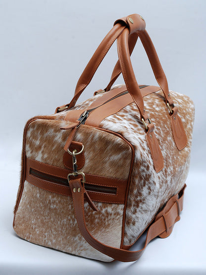 Cowhide Duffel Bag Brown White