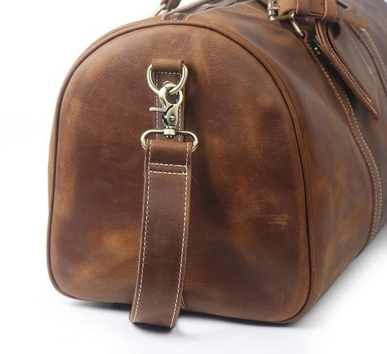 Handmade Brown Genuine Leather Duffle Bag