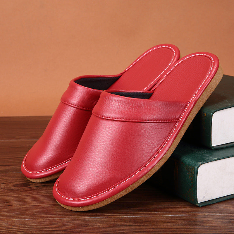 Closed Toe Slippers for Women in Genuine Cowhide Leather
