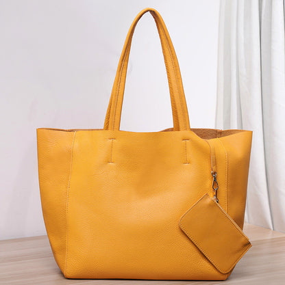 Top grain tumbled cowhide leather tote