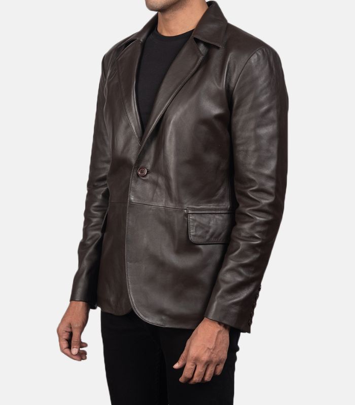 brown leather racer jacket