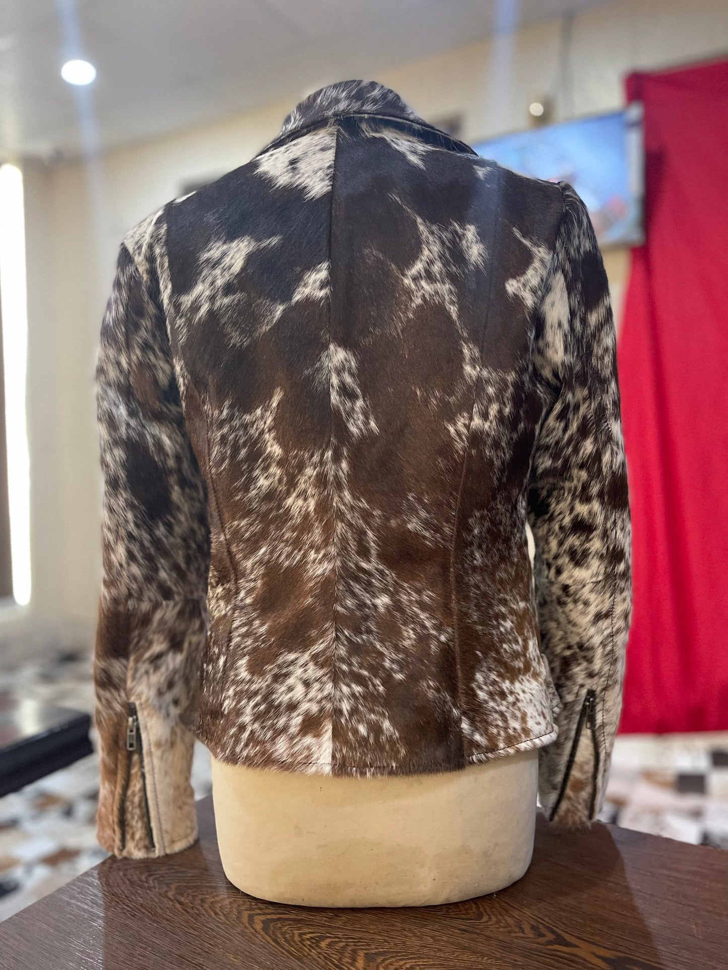 Brown White Cowhide Jacket