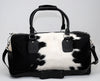 Black White Cowhide Travel Duffle Bag