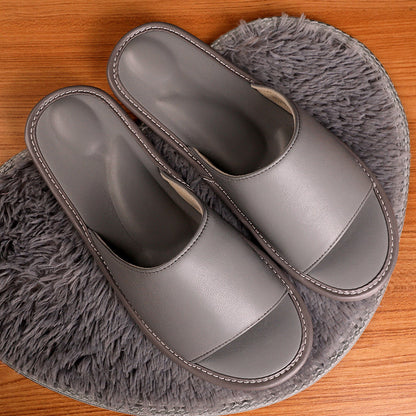 Leather Slippers for Women with Open Toe