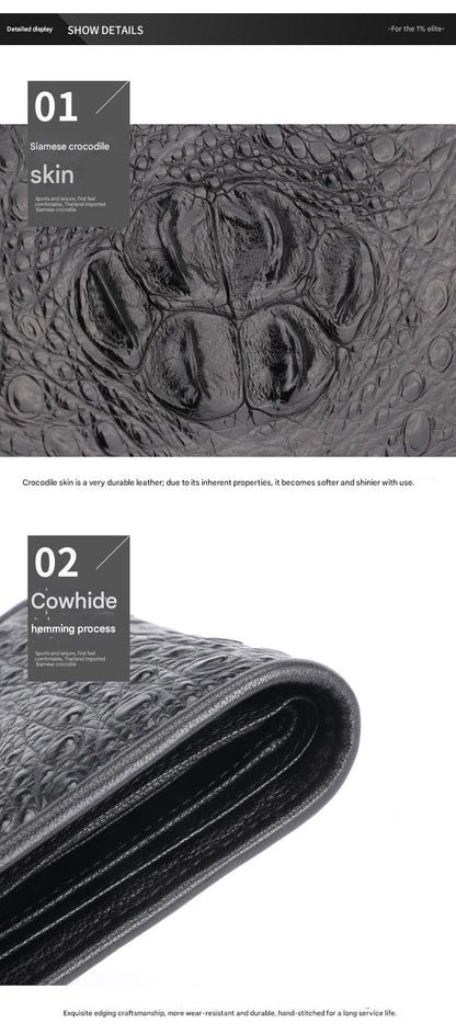 Men’s Crocodile Bone Leather Wallet Bifold