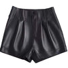 High waisted sheepskin leather shorts for women