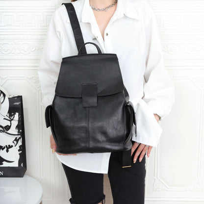 Women top layer cowhide laptop backpack