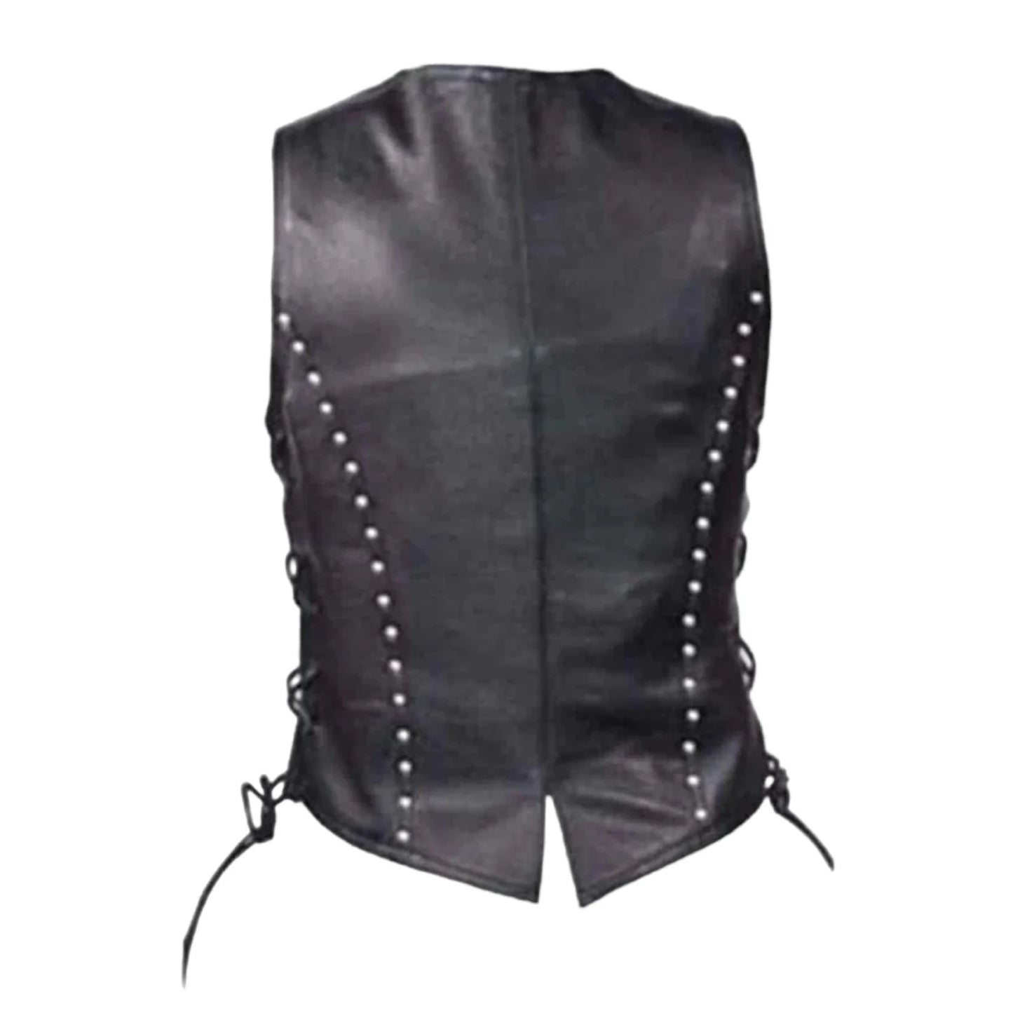 women lace up leather vest