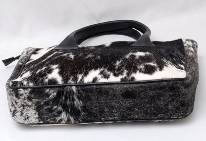 Black White Cow Skin Hide Shoulder Purse