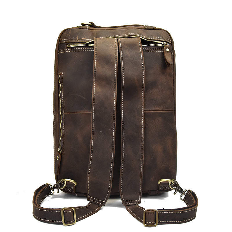 Men crazy horse leather commuter briefcase