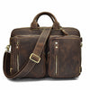 Men crazy horse leather commuter briefcase