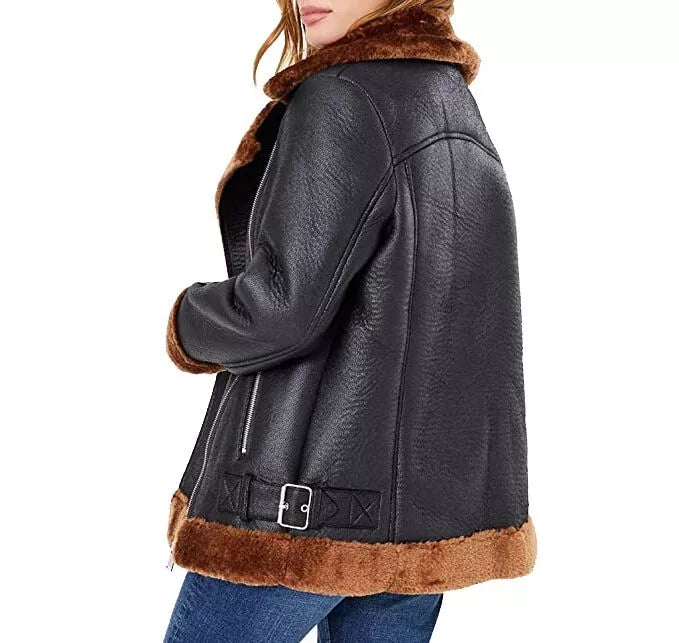 leather jacket for women with fur