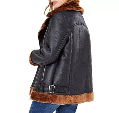 leather jacket for women with fur