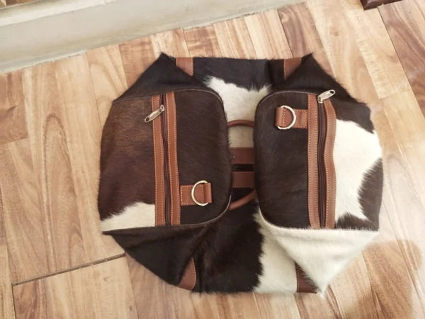 Cowhide Duffel Bag Tricolor