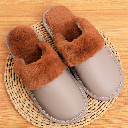 Women's Fur Lined Slippers in Genuine Cowhide Leather