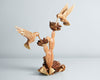 Wooden Sculpture Hummingbirds and Cactus Flower