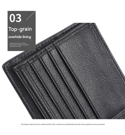 Men’s Crocodile Bone Leather Wallet Bifold
