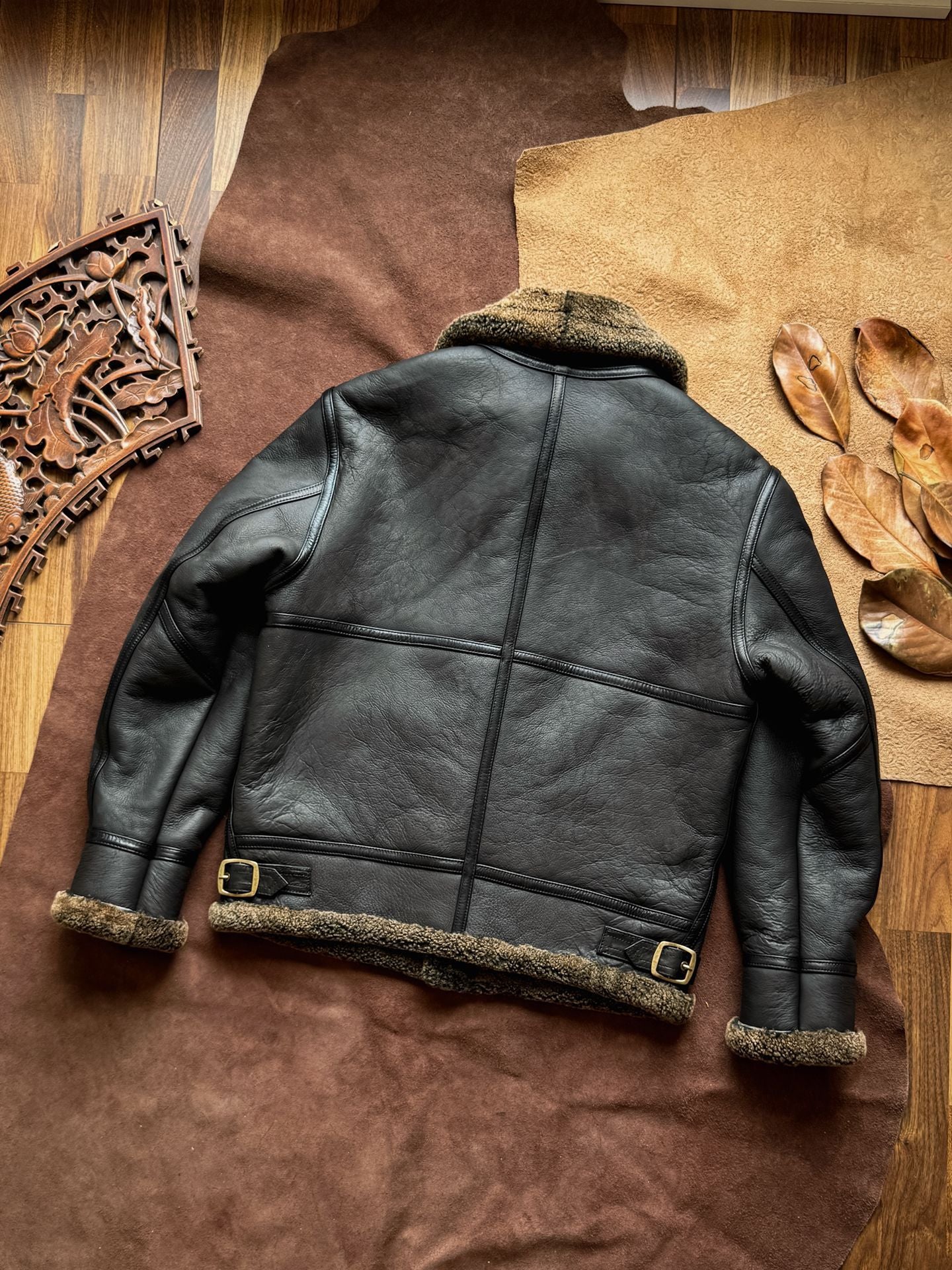 Men b3 shearling leather aviator jacket