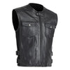 biker black leather vest for men