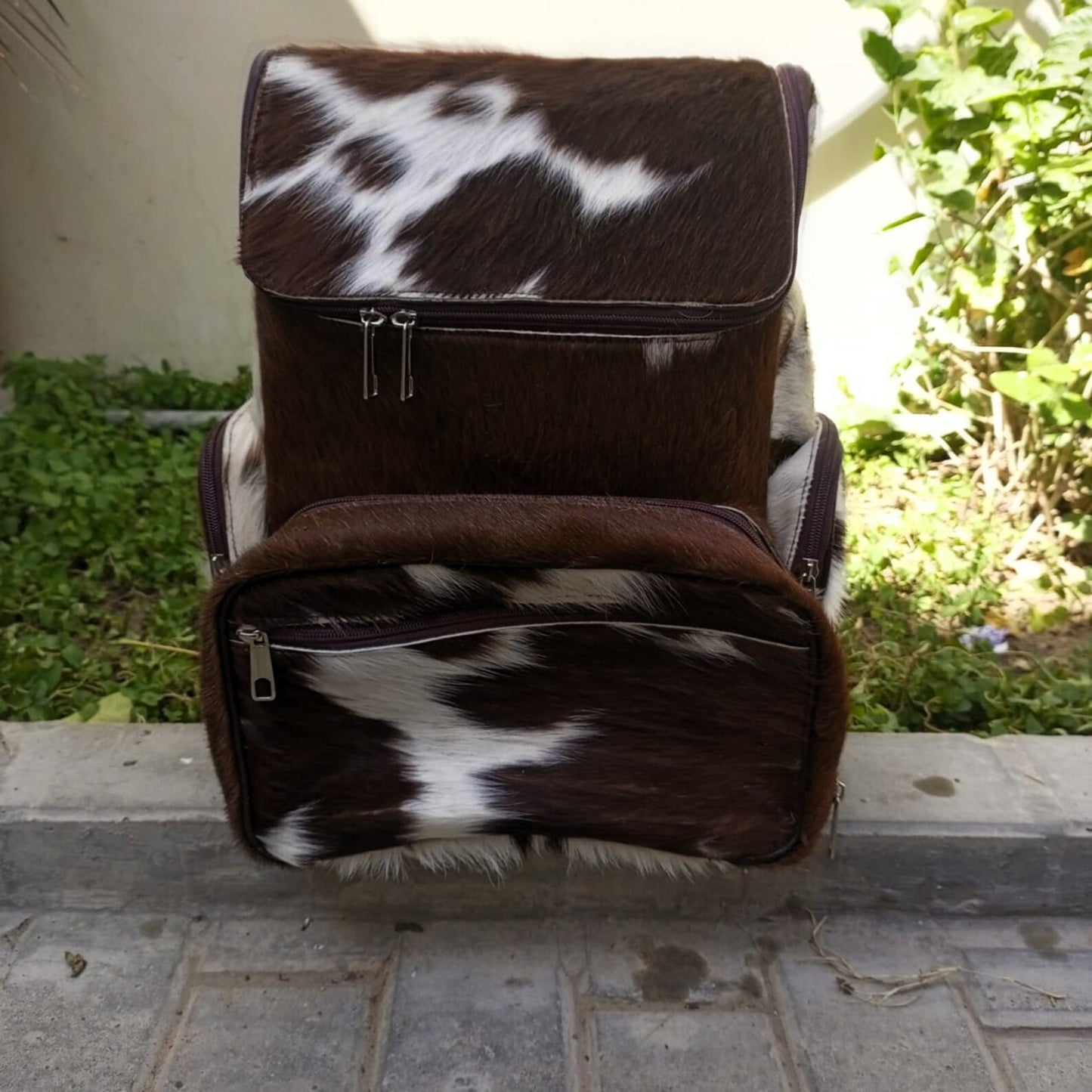 Cow Skin Backpack With Clutch Purse