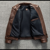 Men Brown Heavy Top Grain Leather Jacket