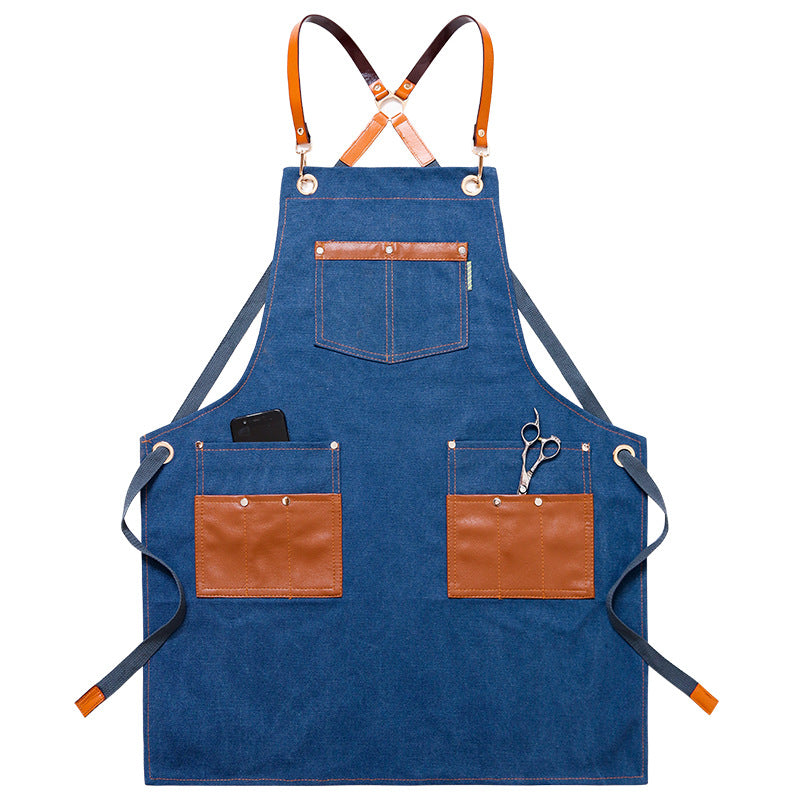 Genuine Leather Denim Apron for Barber Shop Use