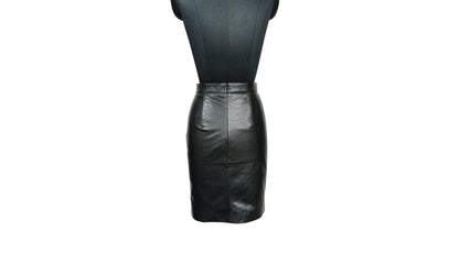 black real leather a line skirt