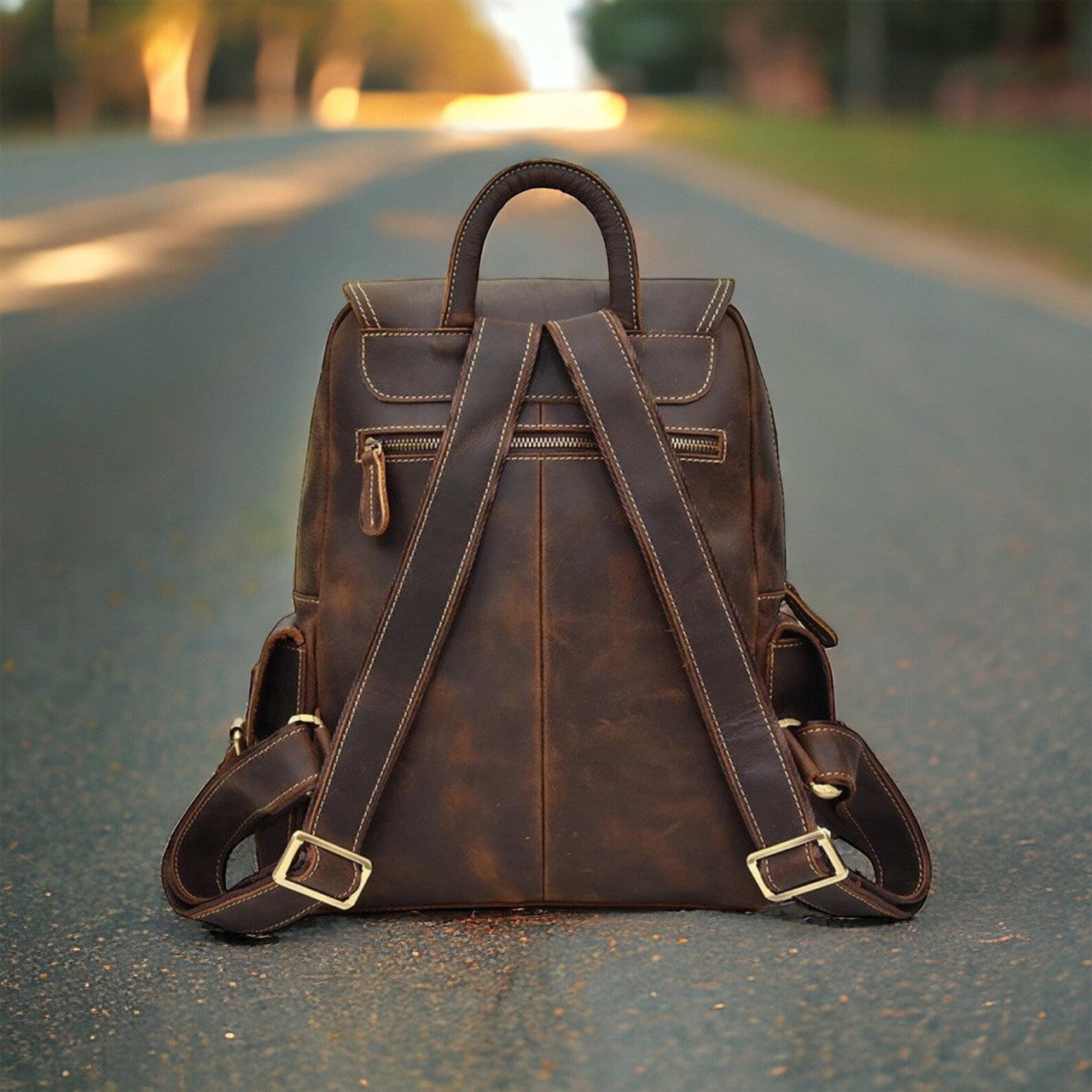 Vintage Leather Rucksack Backpack