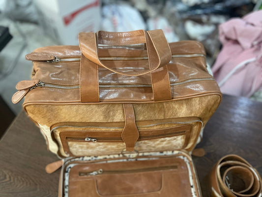 Light Brown Cowhide Nappy Duffle Bag