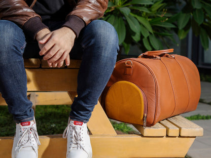 Brown Genuine Leather Duffle Bag