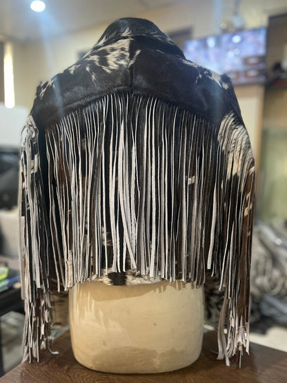 Black White Cow Skin Coat