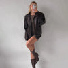 Dark Leather Women Oversized Jacket