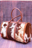 Brown White Cowhide Luggage Bag