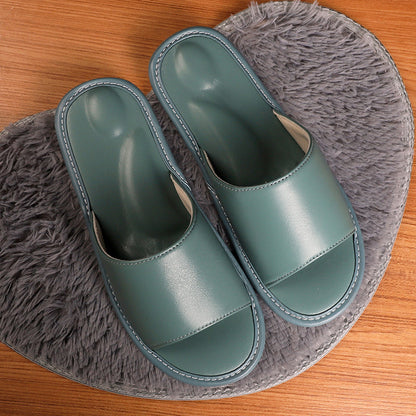 Leather Slippers for Women with Open Toe