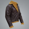 brown leather bomber shearling jacket