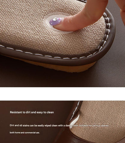 Leather Slippers for Women Linen Footbed Indoor Non Slip Summer Slides
