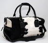 Black White Cowhide Travel Duffle Bag