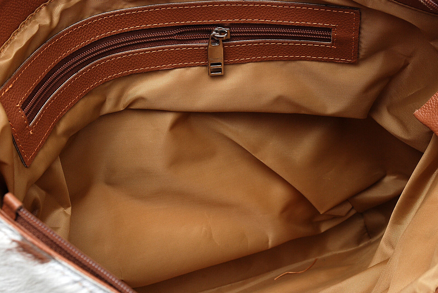 Brown White Cowhide Shoulder Bag