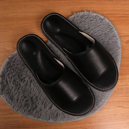 Leather Slippers for Women with Open Toe