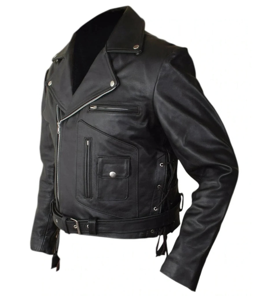 mens real leather biker jacket