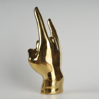 Brass Hand Sculpture with Texas Longhorns